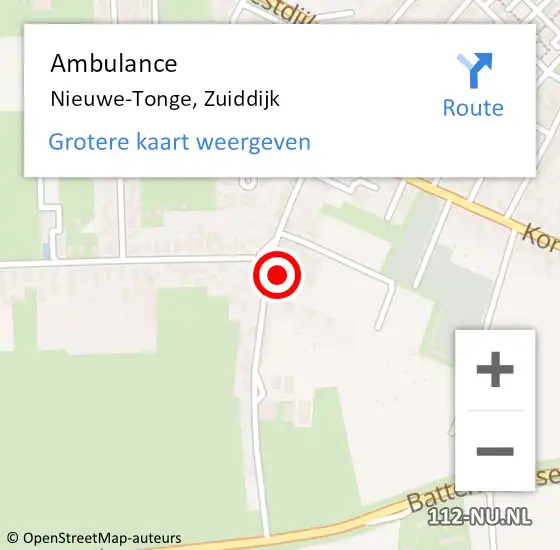 Locatie op kaart van de 112 melding: Ambulance Nieuwe-Tonge, Zuiddijk op 7 oktober 2016 16:06