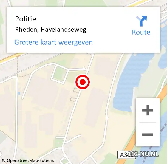 Locatie op kaart van de 112 melding: Politie Rheden, Havelandseweg op 7 oktober 2016 16:27