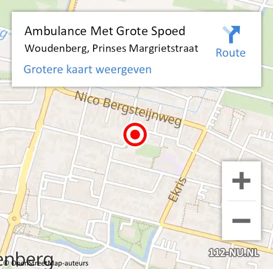 Locatie op kaart van de 112 melding: Ambulance Met Grote Spoed Naar Woudenberg, Prinses Margrietstraat op 7 oktober 2016 16:41