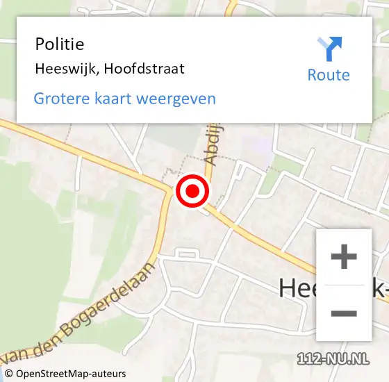 Locatie op kaart van de 112 melding: Politie Heeswijk, Hoofdstraat op 7 oktober 2016 17:03