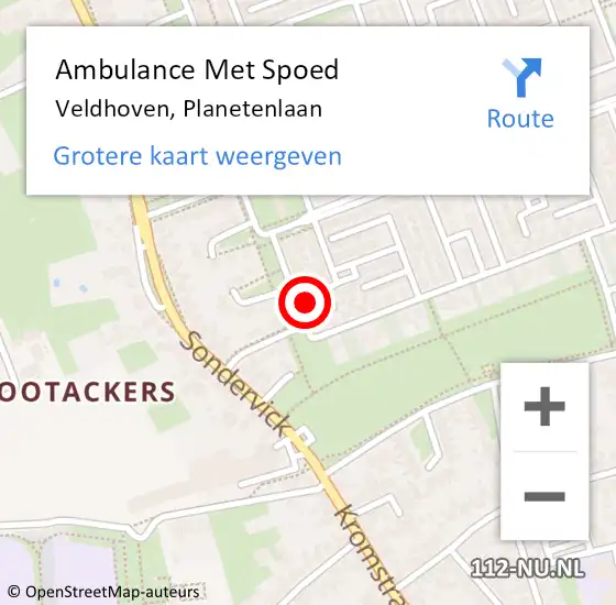 Locatie op kaart van de 112 melding: Ambulance Met Spoed Naar Veldhoven, Planetenlaan op 7 oktober 2016 17:15