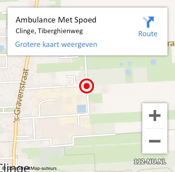 Locatie op kaart van de 112 melding: Ambulance Met Spoed Naar Clinge, Tiberghienweg op 7 oktober 2016 19:00