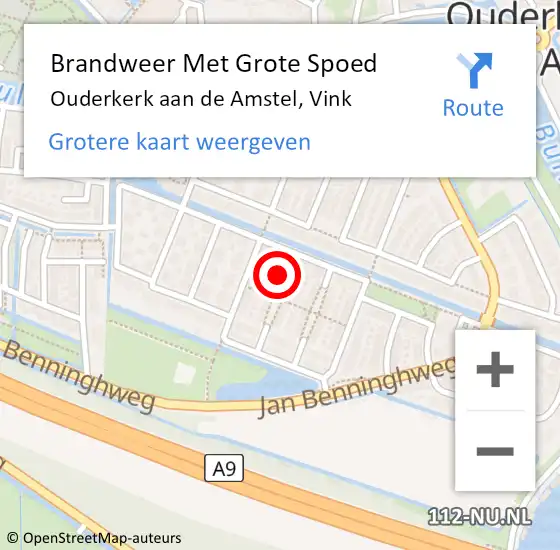 Locatie op kaart van de 112 melding: Brandweer Met Grote Spoed Naar Ouderkerk aan de Amstel, Vink op 7 oktober 2016 19:05