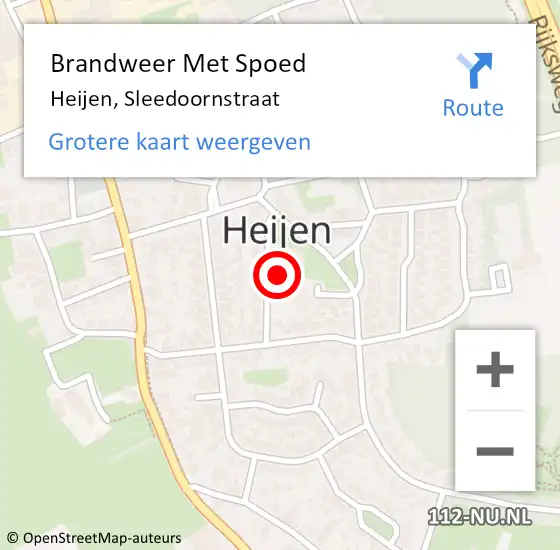 Locatie op kaart van de 112 melding: Brandweer Met Spoed Naar Heijen, Sleedoornstraat op 7 oktober 2016 19:21