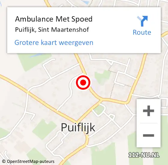 Locatie op kaart van de 112 melding: Ambulance Met Spoed Naar Puiflijk, Sint Maartenshof op 7 oktober 2016 21:25