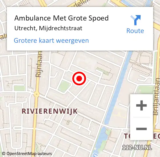 Locatie op kaart van de 112 melding: Ambulance Met Grote Spoed Naar Utrecht, Mijdrechtstraat op 7 oktober 2016 21:28