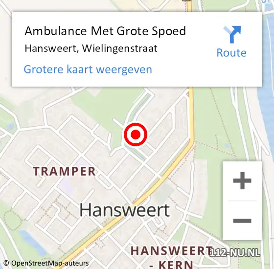 Locatie op kaart van de 112 melding: Ambulance Met Grote Spoed Naar Hansweert, Wielingenstraat op 7 oktober 2016 22:30