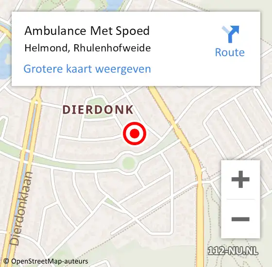 Locatie op kaart van de 112 melding: Ambulance Met Spoed Naar Helmond, Rhulenhofweide op 8 oktober 2016 00:25