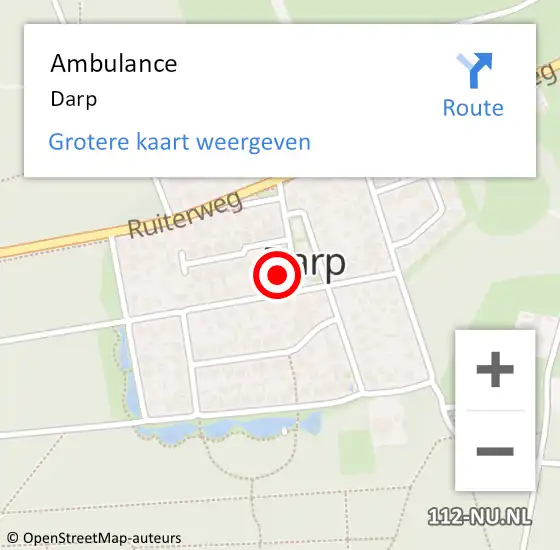 Locatie op kaart van de 112 melding: Ambulance Darp op 8 oktober 2016 00:51