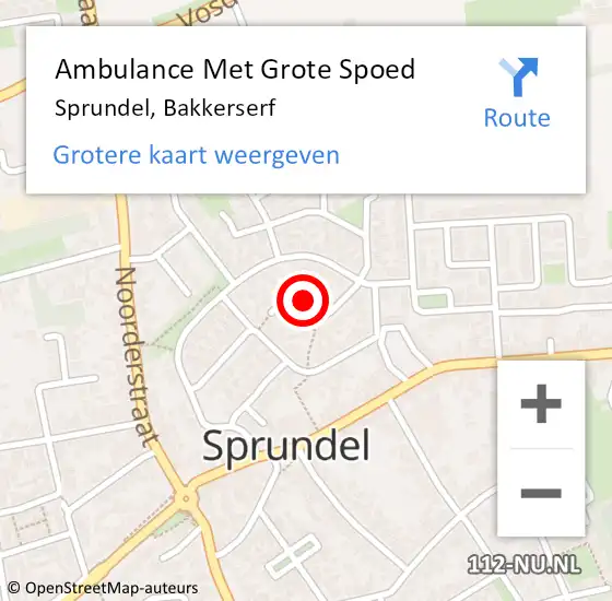 Locatie op kaart van de 112 melding: Ambulance Met Grote Spoed Naar Sprundel, Bakkerserf op 8 oktober 2016 03:02