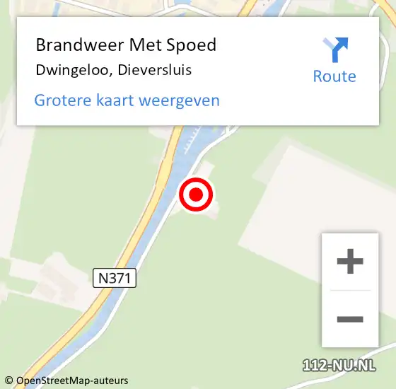 Locatie op kaart van de 112 melding: Brandweer Met Spoed Naar Dwingeloo, Dieversluis op 8 oktober 2016 03:26