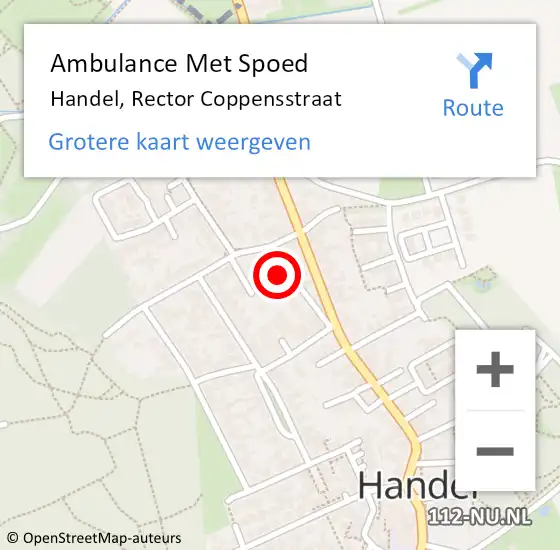 Locatie op kaart van de 112 melding: Ambulance Met Spoed Naar Handel, Rector Coppensstraat op 8 oktober 2016 04:18