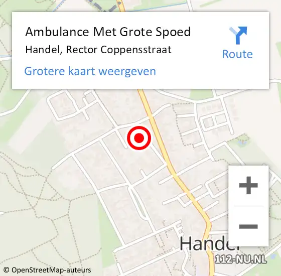 Locatie op kaart van de 112 melding: Ambulance Met Grote Spoed Naar Handel, Rector Coppensstraat op 8 oktober 2016 04:19