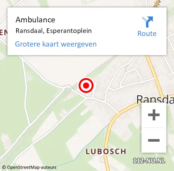 Locatie op kaart van de 112 melding: Ambulance Ransdaal, Esperantoplein op 29 december 2013 23:37