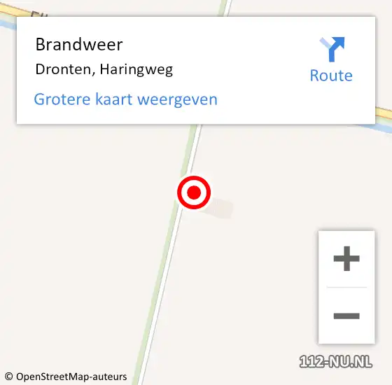 Locatie op kaart van de 112 melding: Brandweer Dronten, Haringweg op 8 oktober 2016 07:18