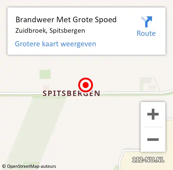 Locatie op kaart van de 112 melding: Brandweer Met Grote Spoed Naar Zuidbroek, Spitsbergen op 8 oktober 2016 07:26