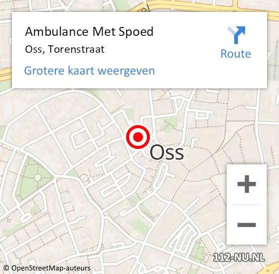 Locatie op kaart van de 112 melding: Ambulance Met Spoed Naar Oss, Torenstraat op 8 oktober 2016 08:47