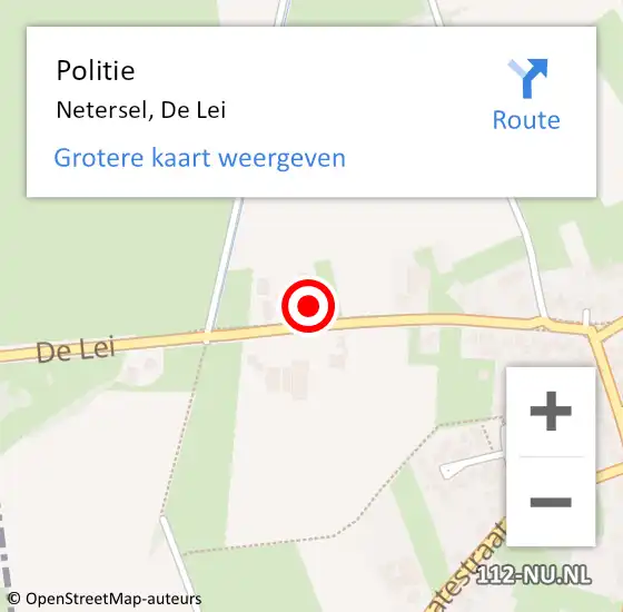 Locatie op kaart van de 112 melding: Politie Netersel, De Lei op 8 oktober 2016 10:26