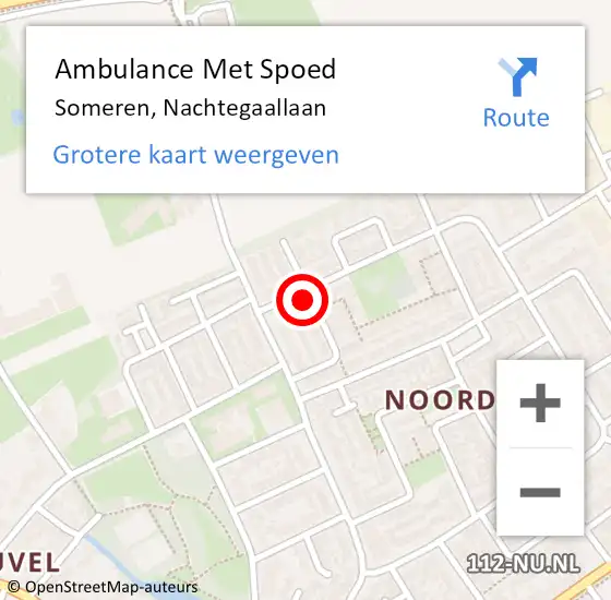 Locatie op kaart van de 112 melding: Ambulance Met Spoed Naar Someren, Nachtegaallaan op 8 oktober 2016 10:38