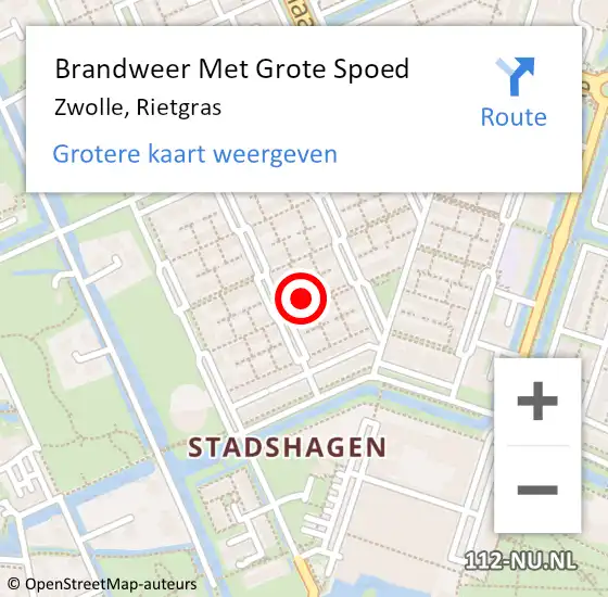 Locatie op kaart van de 112 melding: Brandweer Met Grote Spoed Naar Zwolle, Rietgras op 8 oktober 2016 11:37