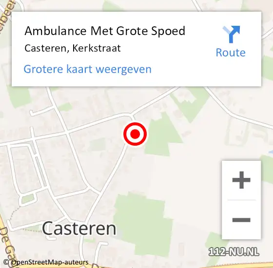 Locatie op kaart van de 112 melding: Ambulance Met Grote Spoed Naar Casteren, Kerkstraat op 8 oktober 2016 12:32