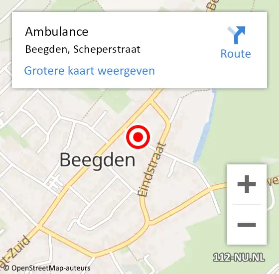 Locatie op kaart van de 112 melding: Ambulance Beegden, Scheperstraat op 8 oktober 2016 12:43