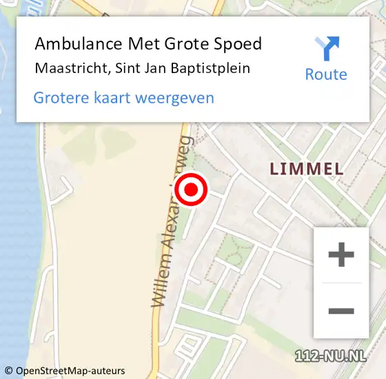 Locatie op kaart van de 112 melding: Ambulance Met Grote Spoed Naar Maastricht, Sint Jan Baptistplein op 30 december 2013 00:45