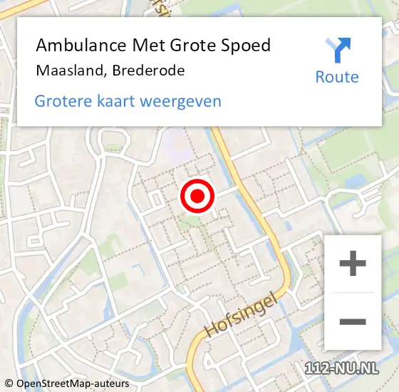 Locatie op kaart van de 112 melding: Ambulance Met Grote Spoed Naar Maasland, Brederode op 8 oktober 2016 13:06