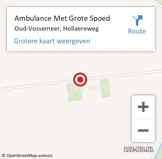 Locatie op kaart van de 112 melding: Ambulance Met Grote Spoed Naar Oud-Vossemeer, Hollaereweg op 8 oktober 2016 13:09