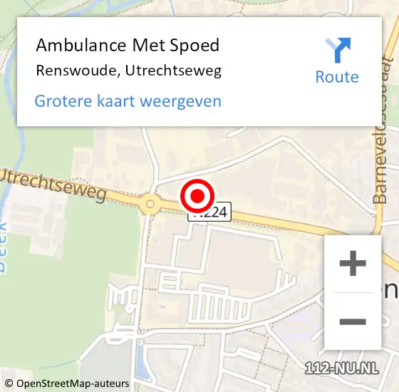 Locatie op kaart van de 112 melding: Ambulance Met Spoed Naar Renswoude, Utrechtseweg op 8 oktober 2016 13:52