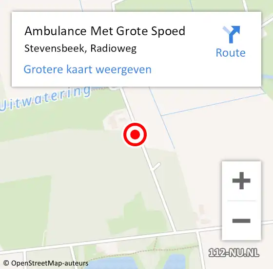 Locatie op kaart van de 112 melding: Ambulance Met Grote Spoed Naar Stevensbeek, Radioweg op 8 oktober 2016 14:36