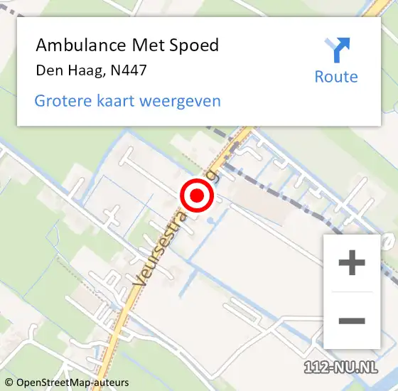 Locatie op kaart van de 112 melding: Ambulance Met Spoed Naar Den Haag, N447 hectometerpaal: 3,1 op 8 oktober 2016 14:38