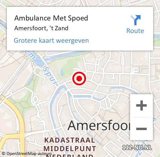 Locatie op kaart van de 112 melding: Ambulance Met Spoed Naar Amersfoort, 't Zand op 8 oktober 2016 15:28
