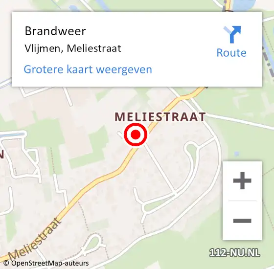 Locatie op kaart van de 112 melding: Brandweer Vlijmen, Meliestraat op 8 oktober 2016 15:35