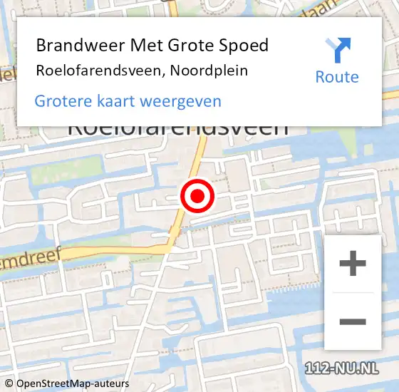 Locatie op kaart van de 112 melding: Brandweer Met Grote Spoed Naar Roelofarendsveen, Noordplein op 30 december 2013 02:17