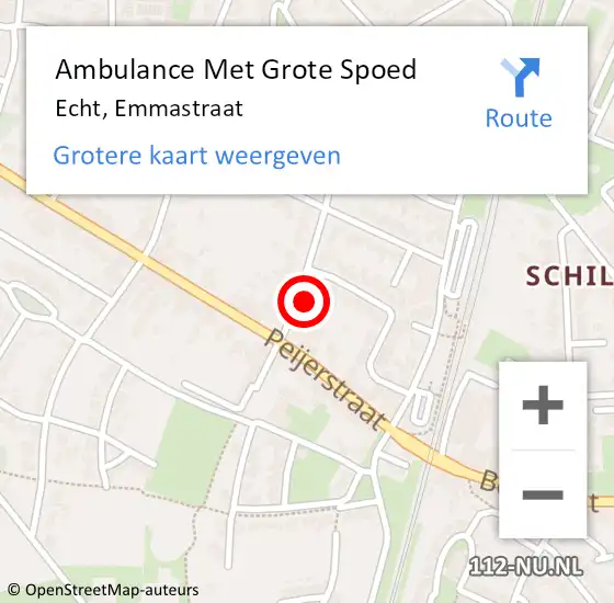 Locatie op kaart van de 112 melding: Ambulance Met Grote Spoed Naar Echt, Emmastraat op 8 oktober 2016 16:27