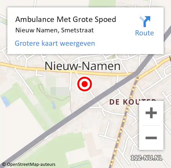 Locatie op kaart van de 112 melding: Ambulance Met Grote Spoed Naar Nieuw Namen, Smetstraat op 8 oktober 2016 17:06