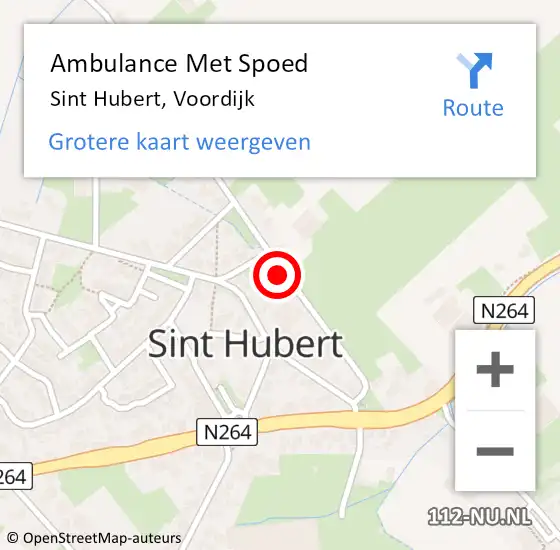 Locatie op kaart van de 112 melding: Ambulance Met Spoed Naar Sint Hubert, Voordijk op 8 oktober 2016 17:27