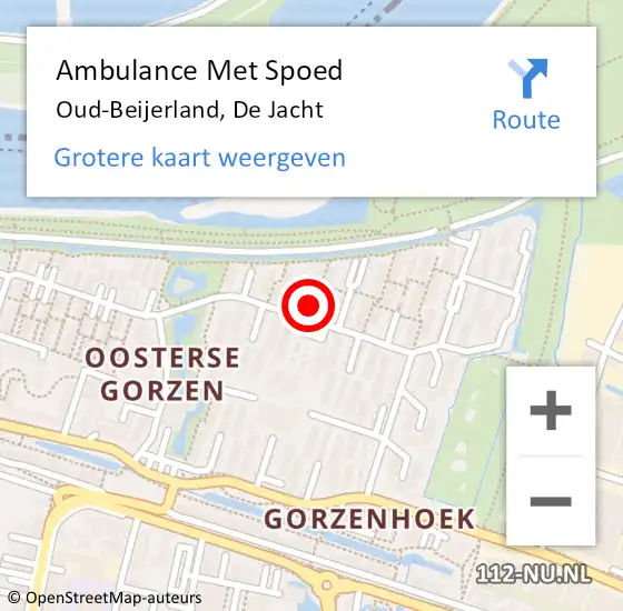 Locatie op kaart van de 112 melding: Ambulance Met Spoed Naar Oud-Beijerland, De Jacht op 8 oktober 2016 17:32