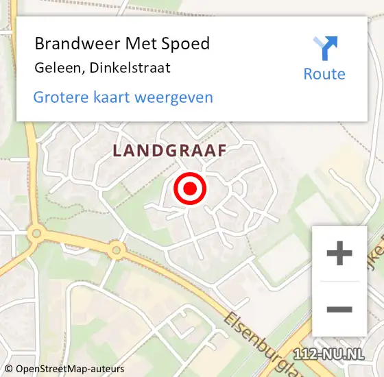 Locatie op kaart van de 112 melding: Brandweer Met Spoed Naar Geleen, Dinkelstraat op 8 oktober 2016 18:36