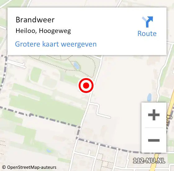 Locatie op kaart van de 112 melding: Brandweer Heiloo, Hoogeweg op 8 oktober 2016 18:38