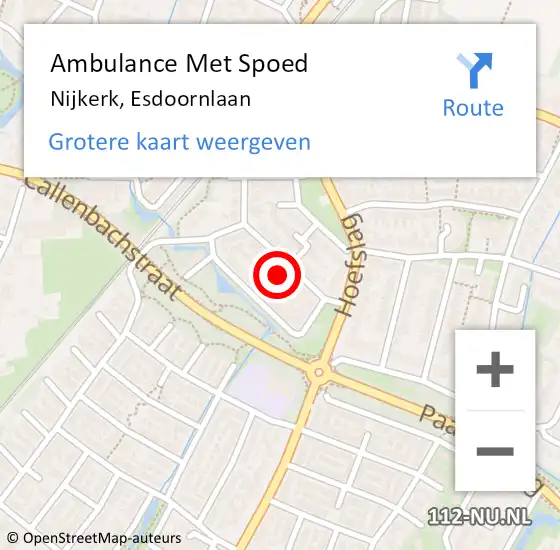 Locatie op kaart van de 112 melding: Ambulance Met Spoed Naar Nijkerk, Esdoornlaan op 8 oktober 2016 18:53