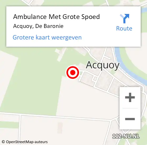Locatie op kaart van de 112 melding: Ambulance Met Grote Spoed Naar Acquoy, De Baronie op 8 oktober 2016 19:17