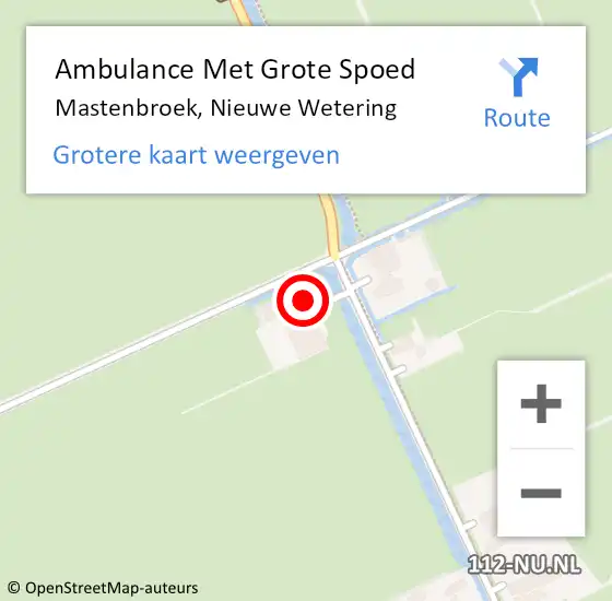 Locatie op kaart van de 112 melding: Ambulance Met Grote Spoed Naar Mastenbroek, Nieuwe Wetering op 8 oktober 2016 20:11