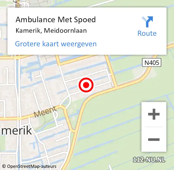 Locatie op kaart van de 112 melding: Ambulance Met Spoed Naar Kamerik, Meidoornlaan op 8 oktober 2016 21:07