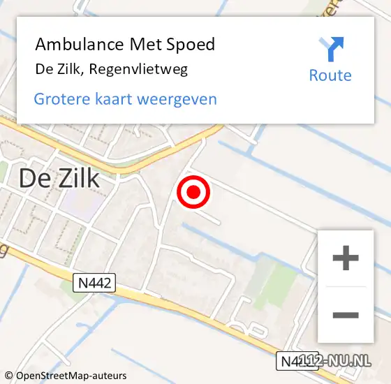 Locatie op kaart van de 112 melding: Ambulance Met Spoed Naar De Zilk, Regenvlietweg op 8 oktober 2016 21:17