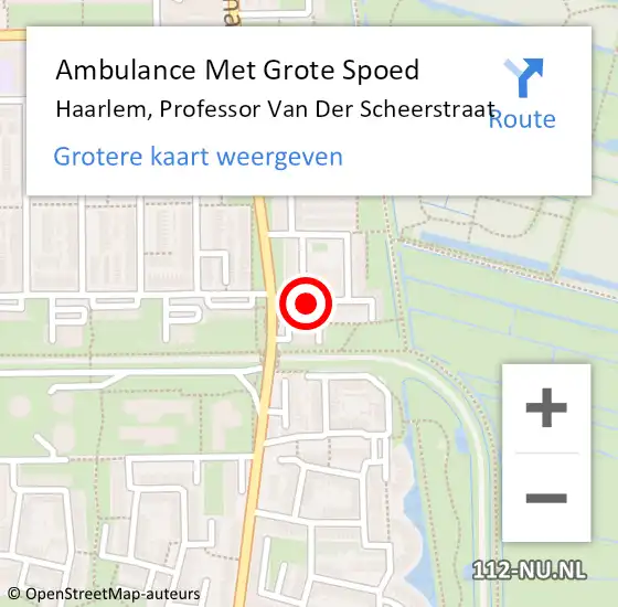 Locatie op kaart van de 112 melding: Ambulance Met Grote Spoed Naar Haarlem, Professor Van Der Scheerstraat op 8 oktober 2016 22:01