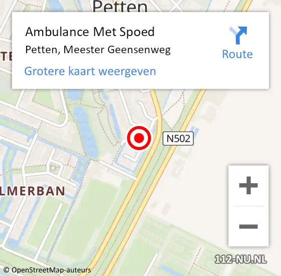 Locatie op kaart van de 112 melding: Ambulance Met Spoed Naar Petten, Meester Geensenweg op 8 oktober 2016 23:01