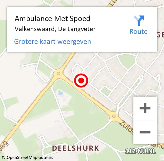 Locatie op kaart van de 112 melding: Ambulance Met Spoed Naar Valkenswaard, De Langveter op 9 oktober 2016 00:10