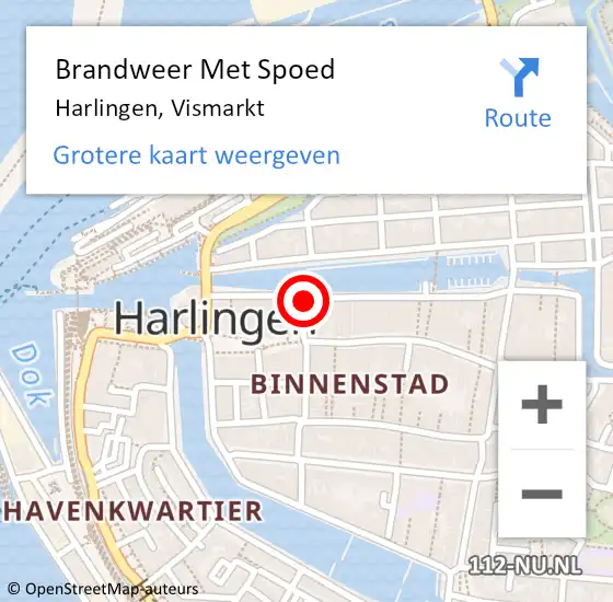 Locatie op kaart van de 112 melding: Brandweer Met Spoed Naar Harlingen, Vismarkt op 9 oktober 2016 00:19